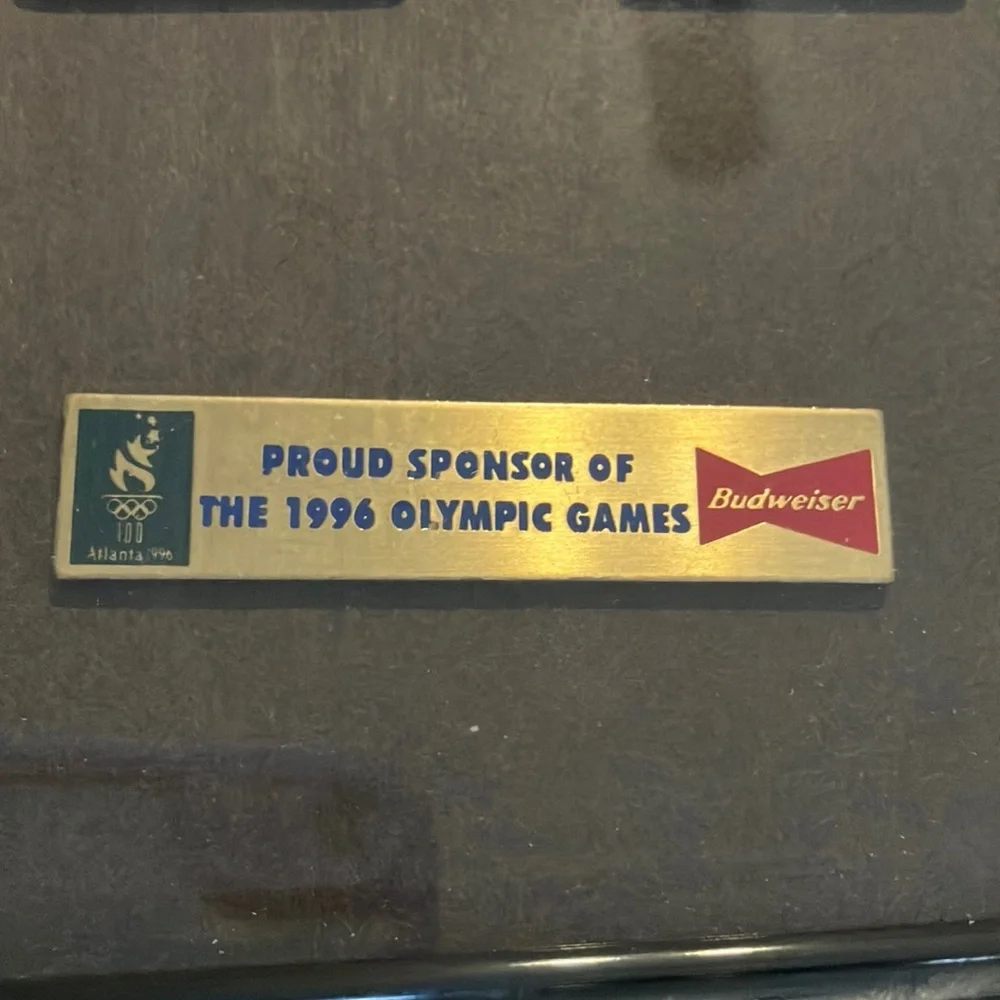 Budweiser Olympic Sponsorship Black and Gold Pin in Picture Frame Collection‎